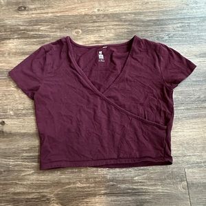 Maroon Cross Crop Top